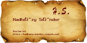 Hadházy Sándor névjegykártya
